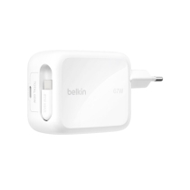 BELKIN Caricabatterie da muro USB-C GaN Con Cavo Retrattile (67W)