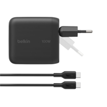BELKIN Caricabatterie da Rete USB-C 100W con Cavo da USB-C a USB-C 1,5m (Nero)
