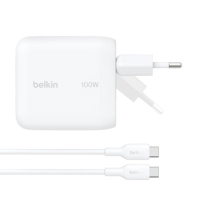 BELKIN Caricabatterie da Rete USB-C 100W con Cavo da USB-C a USB-C 1,5m (Bianco)